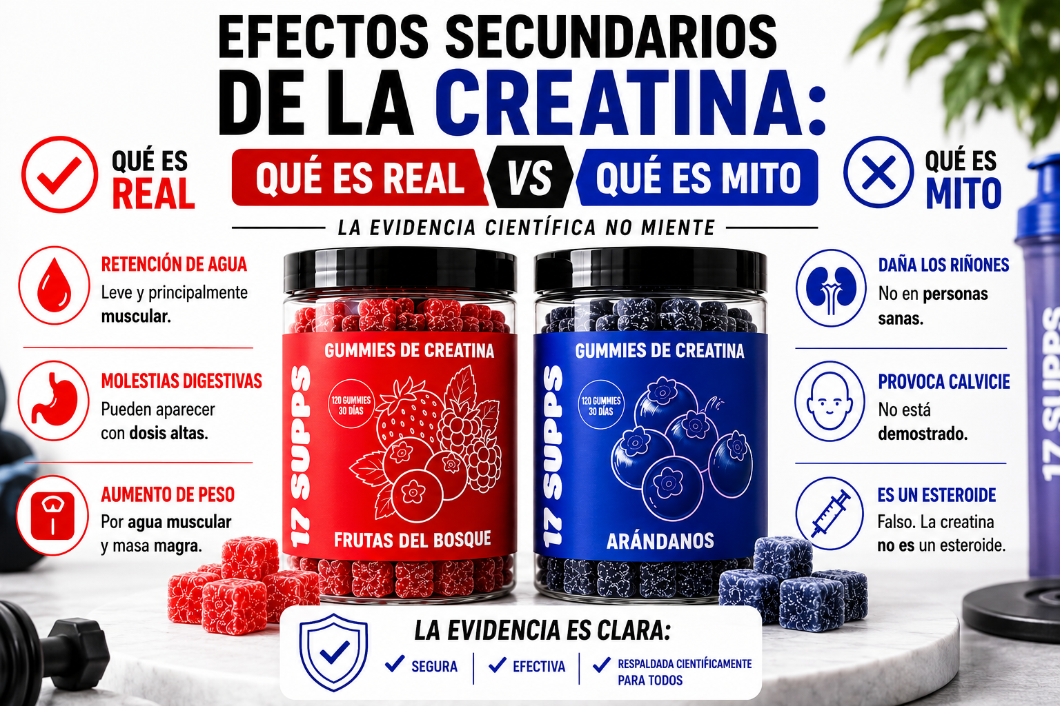 Efectos secundarios de la creatina: qué es real y qué es mito