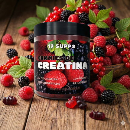 Gummies de creatina sabor frutas del bosque en envase de 120 unidades 17 SUPPS