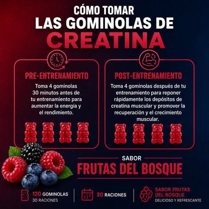 Gummies Creatina Frutas del Bosque (120 Gummies)