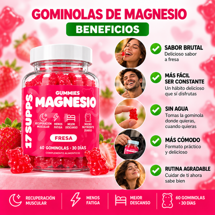 Gominolas de Magnesio - Fresa (60 GUMMIES)