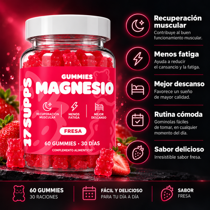 Gominolas de Magnesio - Fresa (60 GUMMIES)