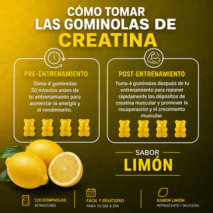 Gummies Creatina Limón (120 Gummies)