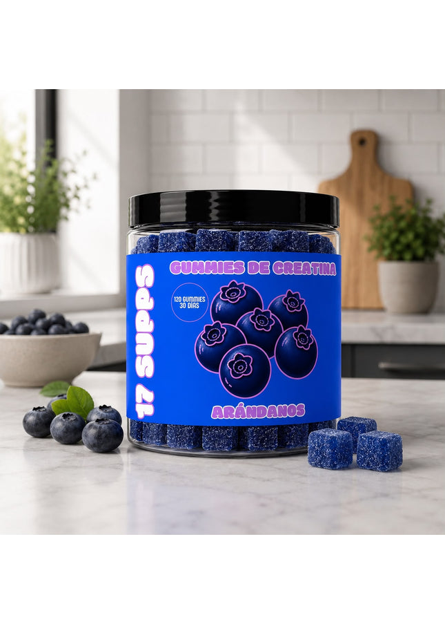Gominolas de creatina sabor arándanos 17 SUPPS, 5g de creatina monohidrato por dosis