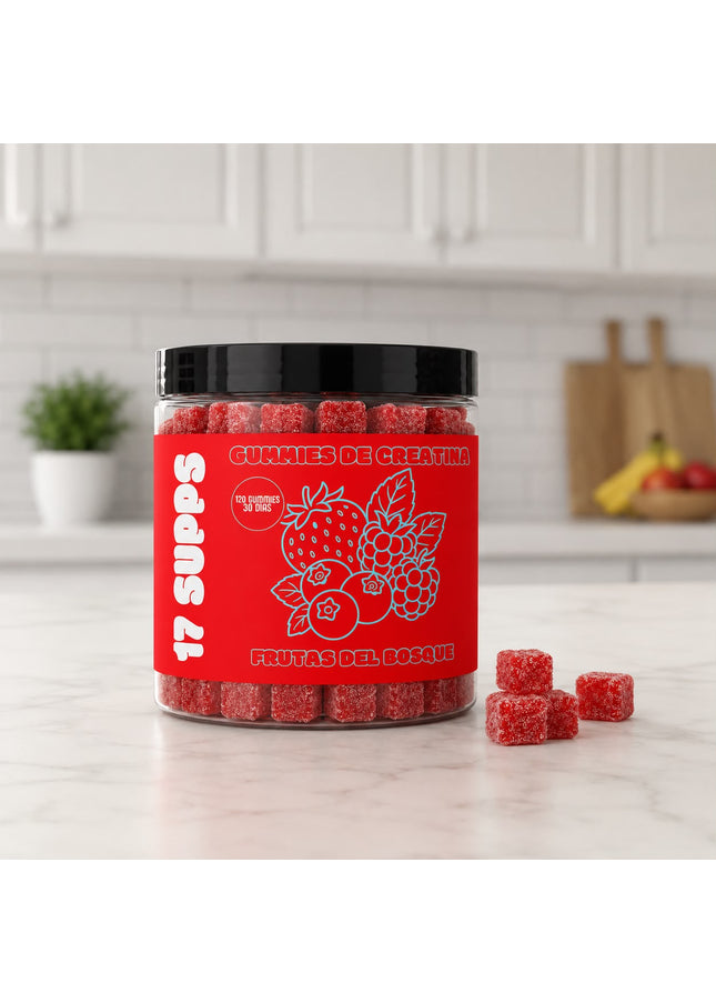 Gominolas de creatina sabor frutas del bosque 17 SUPPS, 5g de creatina monohidrato por dosis