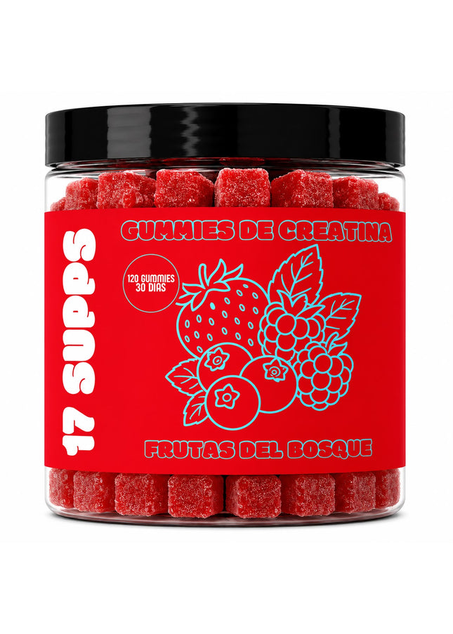 Bote de gominolas de creatina monohidrato sabor frutas del bosque de 17 SUPPS con 120 gummies