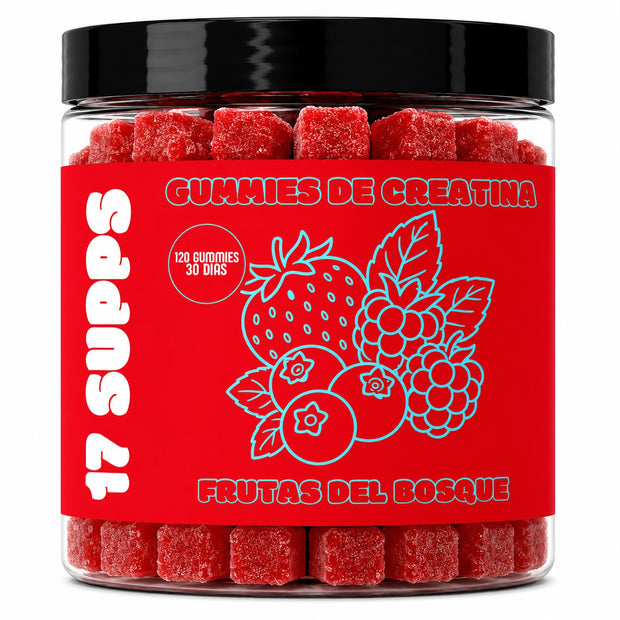 Bote de gominolas de creatina monohidrato sabor frutas del bosque de 17 SUPPS con 120 gummies