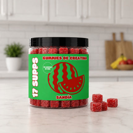 Gominolas de creatina sabor sandía 17 SUPPS, 5g de creatina monohidrato por dosis