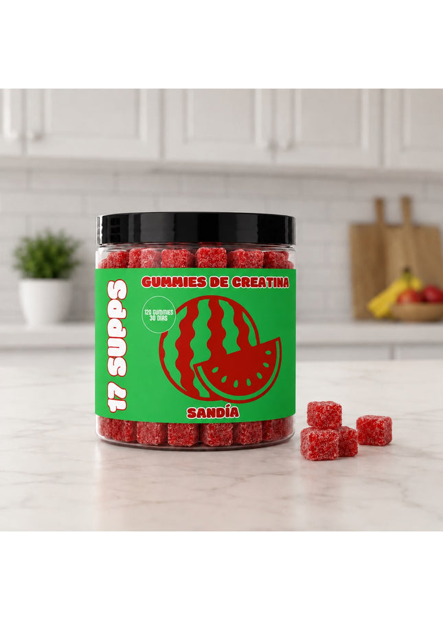 Gominolas de creatina sabor sandía 17 SUPPS, 5g de creatina monohidrato por dosis