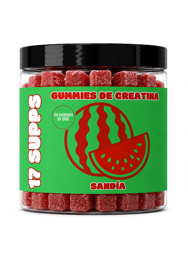 Bote de gominolas de creatina monohidrato sabor sandía de 17 SUPPS con 120 gummies