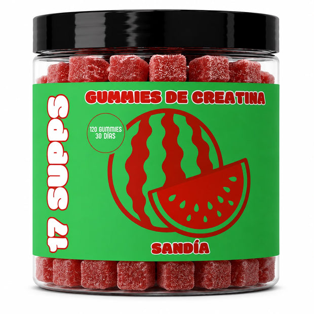 Bote de gominolas de creatina monohidrato sabor sandía de 17 SUPPS con 120 gummies